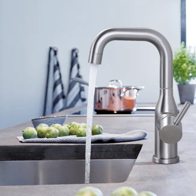 Stainless Steel Kitchen Faucet High Arc Bar Faucet With Supply Lines