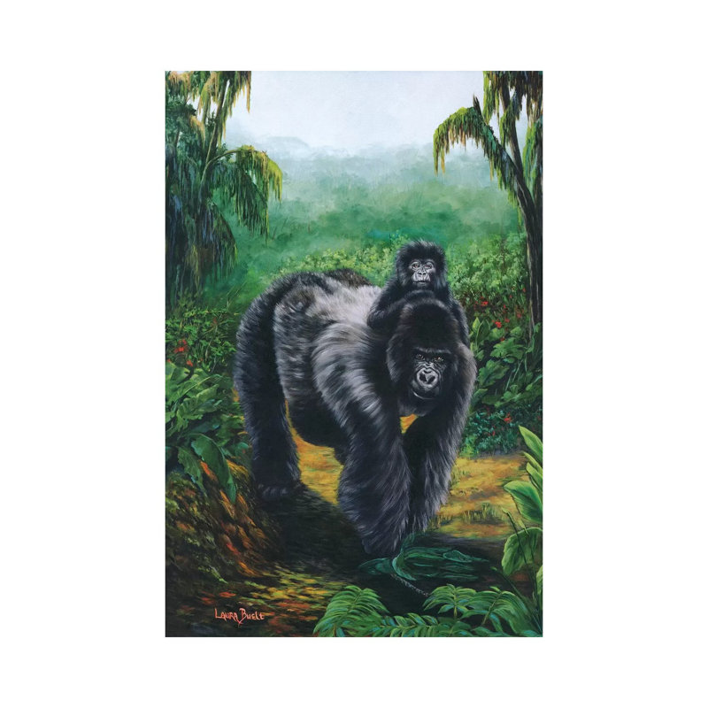Gorrilla Back Ride by Laura Curtin - Wrapped Canvas Print, 66.04 cm H x 45.72 cm W x 1.91 cm D