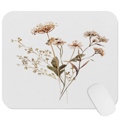 Floral Watercolor Flower Bouquet II Flowers Floral Bouquet Farmhouse Gaming Cute Office Laptop Desk Pad Gift Mat Square Rectangle Non-Slip Mousepad