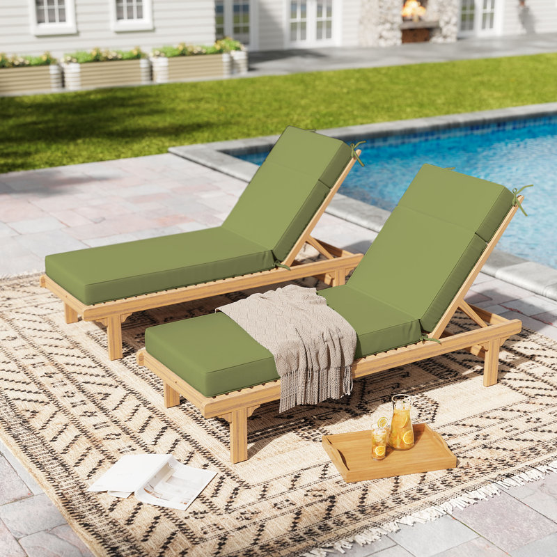 Outdoor 4'' Chaise Lounge Cushions Lounge Chair Cushions 21" W X 72" L, Pea Green