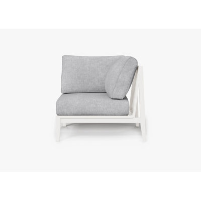 White Aluminum Outdoor Corner Chair - Left; Pacific Fog Grey