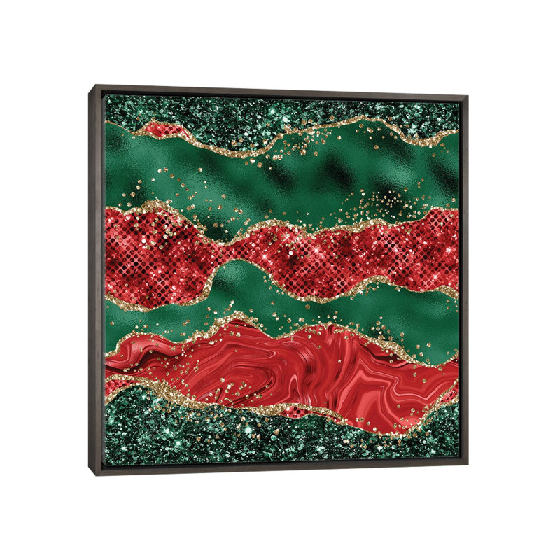 «Christmas Glitter Agate Texture VI», reproduction d'art sur toile encadrée, H 26 po x l 26 po, Gris