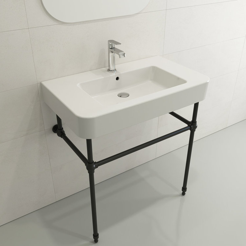 Parma 33.27'' L Bathroom Sink, Single-Hole, White