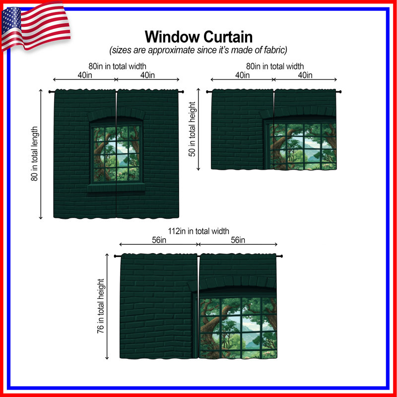 Rideaux de fenêtre Brick Wall, 40 po x 61 po - 2 panneaux, Obscurcissement de chambre