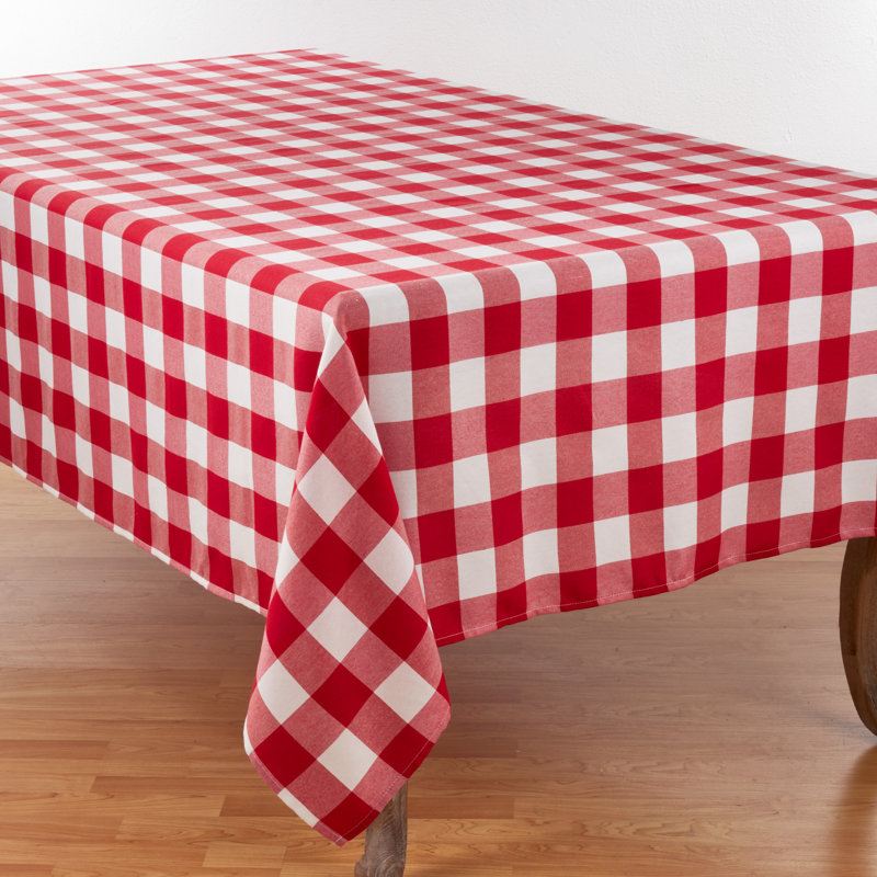 Salerno Buffalo Plaid Tablecloth, 70" W x 160" L, Red/White