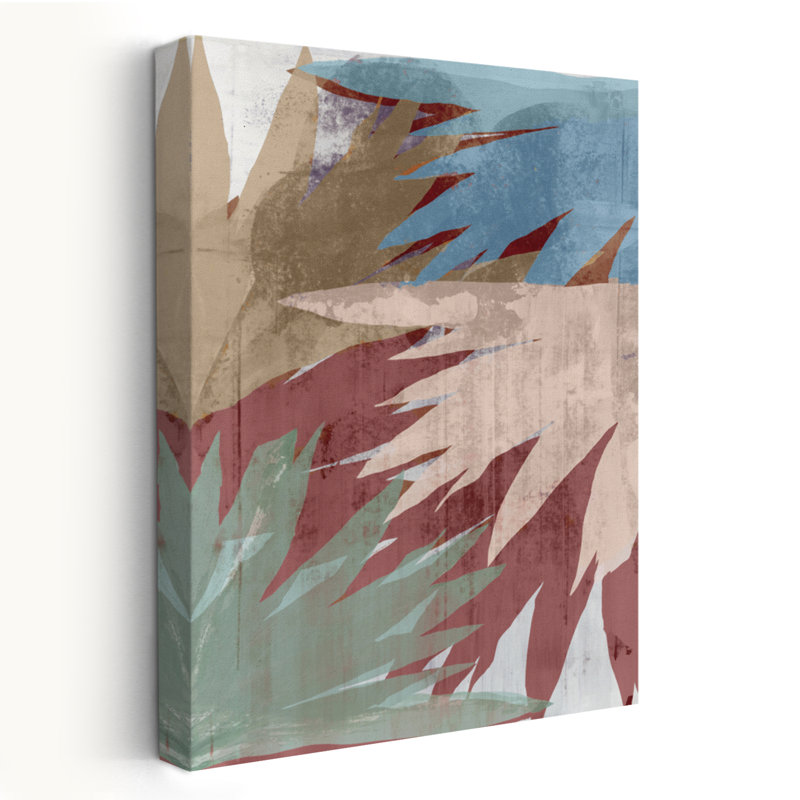 Palm Whispers - Abstract Mixed Media Leaves Foliage Art, H 24 po x l 16 po