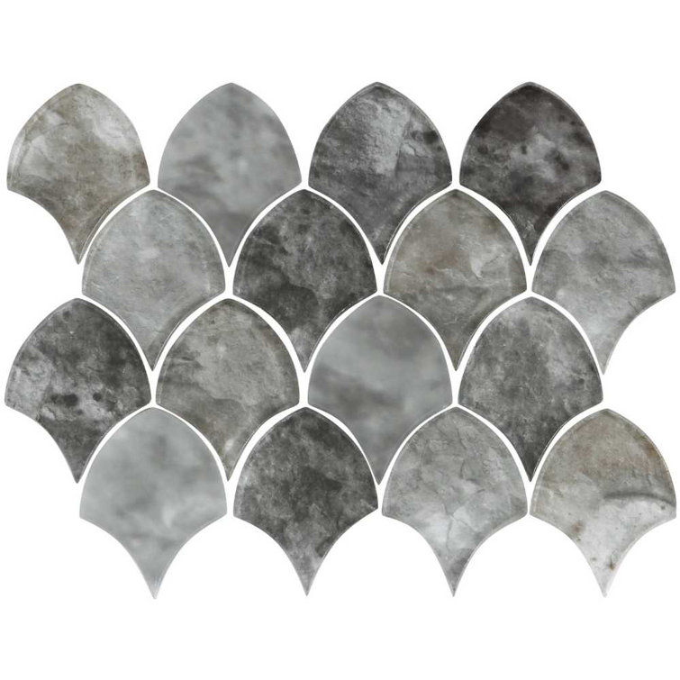 Seashell 14.63'' x 12.13'' Glass Fish Scale Mosaic Wall Tile