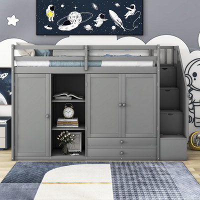 Gerdi Kids Twin Loft Bed with Drawers