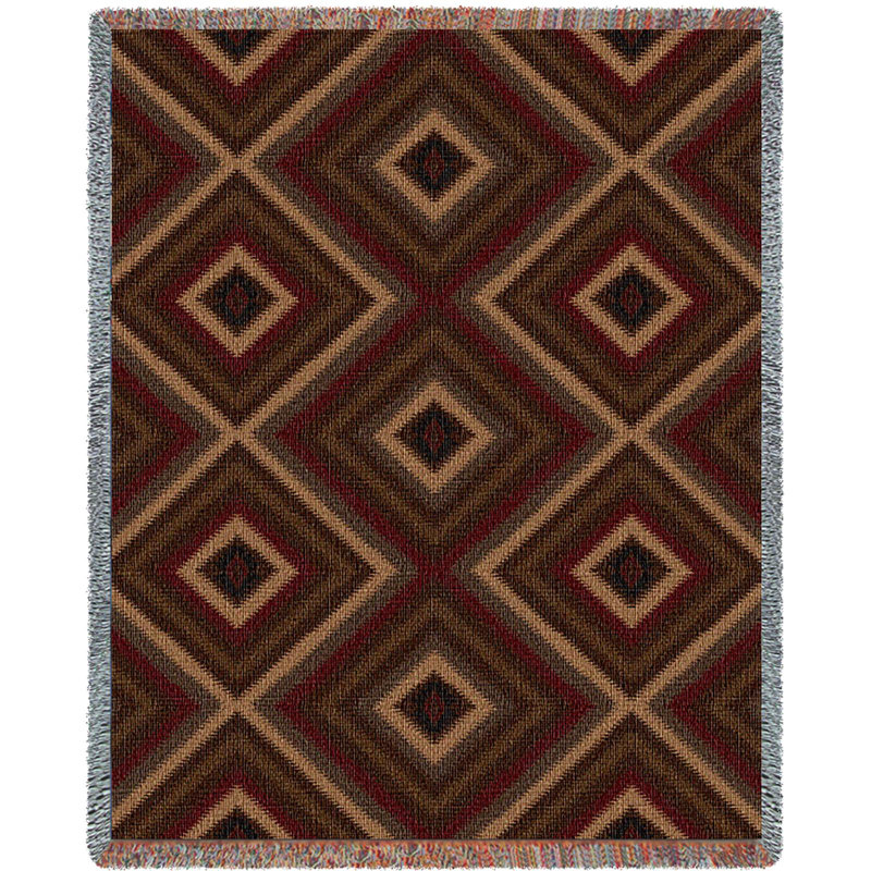 Jeté à chevrons Pure Country Weavers 2 - Fabriqué aux États-Unis (72 x 54), Brun / jaune
