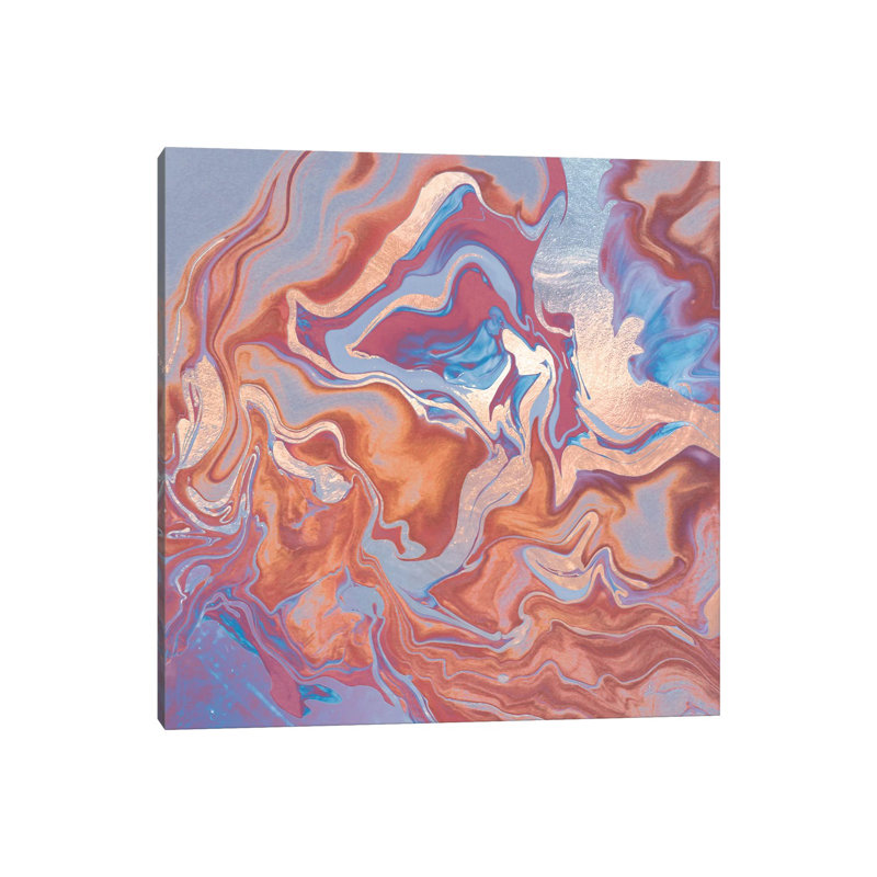 Drama Queen Gold Pastel Coral by Monika Strigel - Print on Canvas, 30.48cm H x 30.48cm W x 1.91cm D, Wrapped Canvas