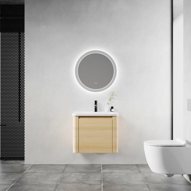 Meuble-lavabo mural avec lavabo en céramique, 1 porte à fermeture en douceur, 20.02 "H x24.02"W x 18.82"D