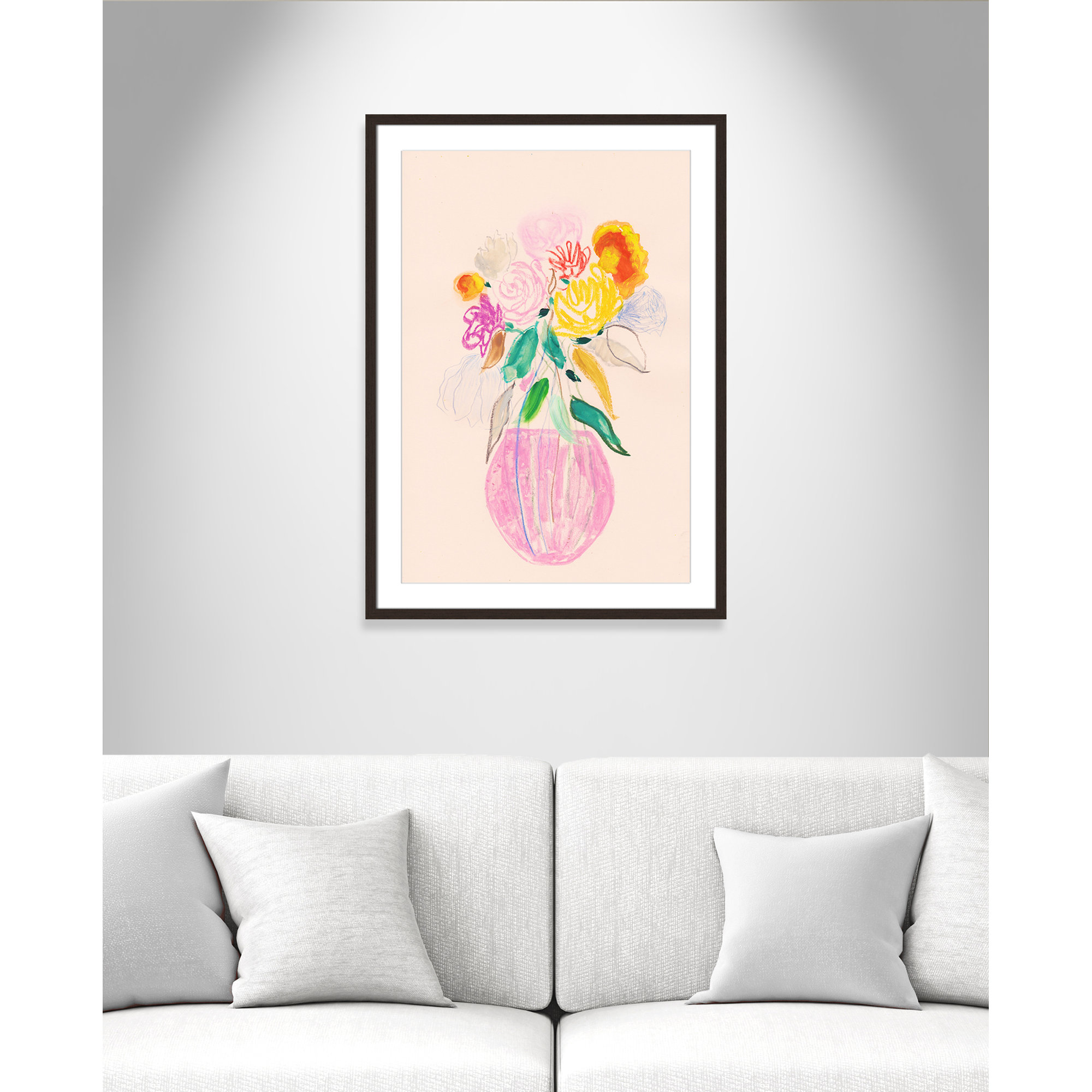 Simple Floral I Print by Bea Dina, Walnut Single Picture Framed Paper, White, 35.5" H x 25.5" W x 1.25" D