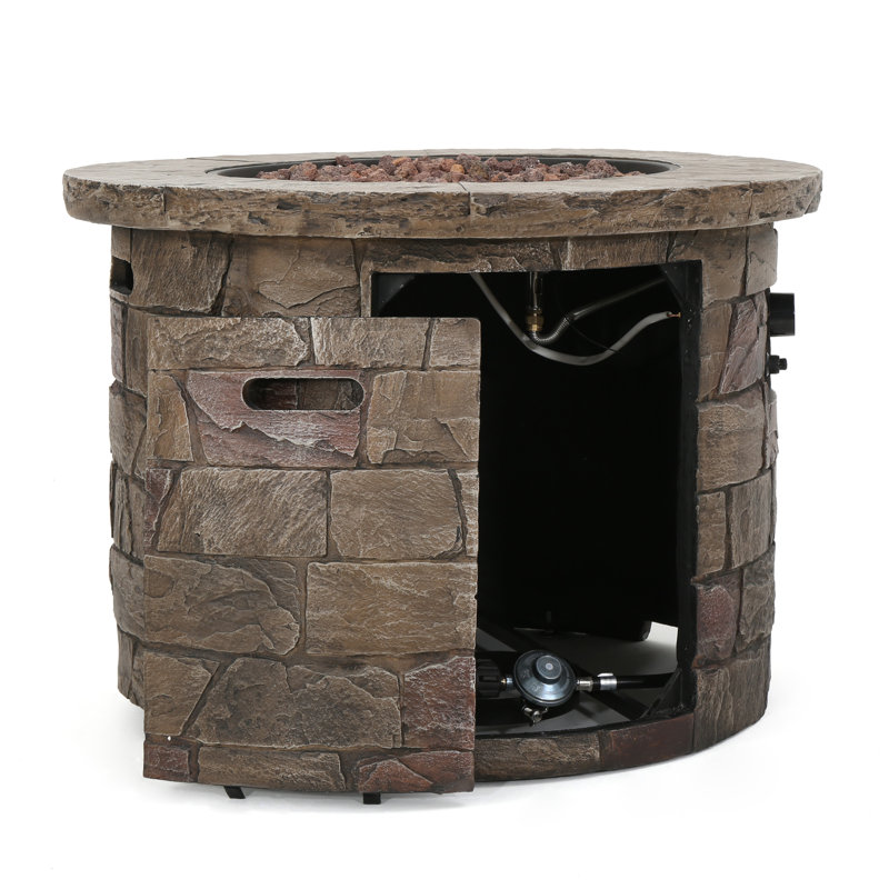 Leopold Stone Propane Smokeless Fire Pit Table with Hidden Fuel Tank