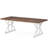 Rectangular Computer Desk With Wood Brown Top And White Metal Base For Home Office-679842315