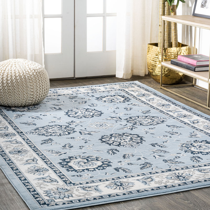 Yeghivart French Cottage Blue/Cream Rug, Rectangle 3' x 5'