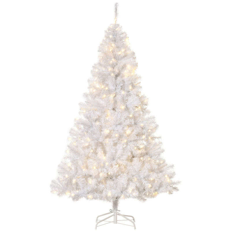 Sapin de Noël artificiel de 6 pi avec branches réalistes, 250 lumières DEL blanc chaud et 1000 pointes, blanc, 6', Blanc