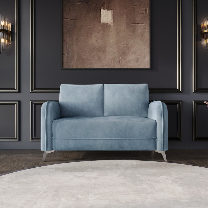 Causeuse en velours Belmont, Bleu clair