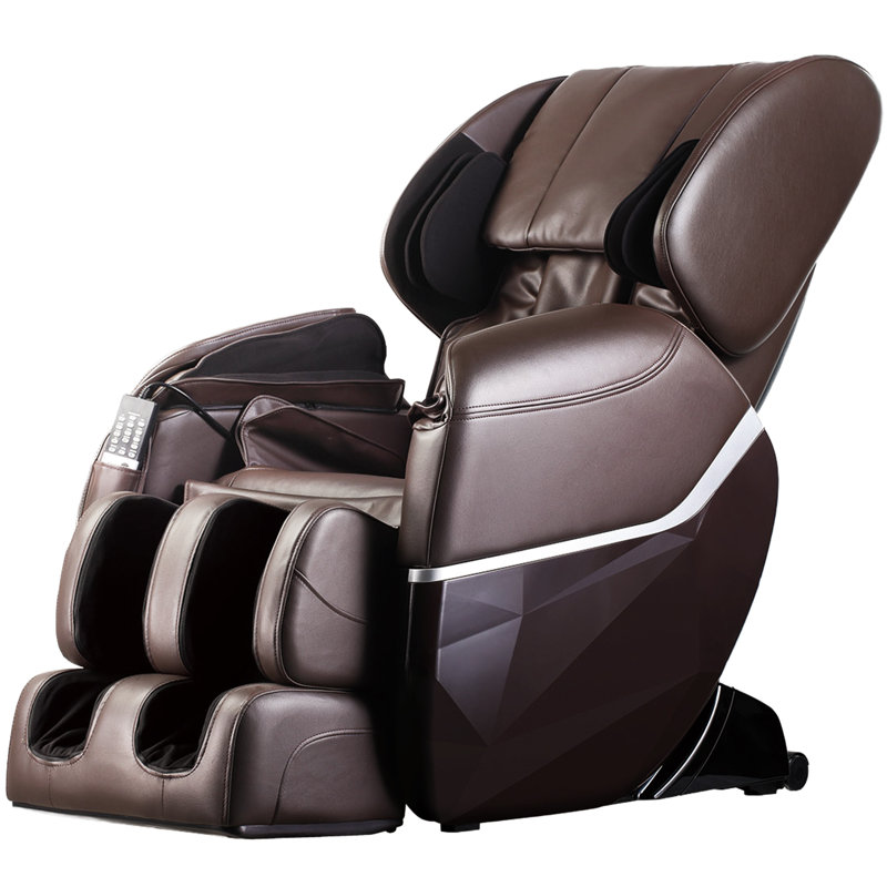 Faux Leather Heated Massage Chair, Brown 