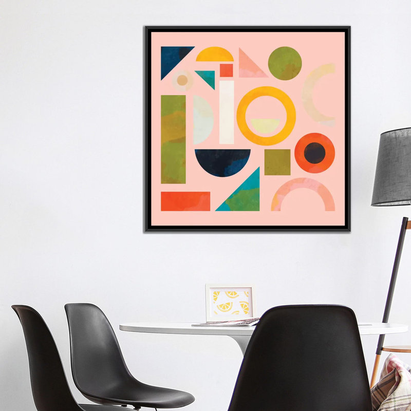 «Geometric Play Modern Art» par Ana Rut Bré - impression d'art graphique, H 37 po x l 37 po x P 1,5 po, Toile avec cadre noir