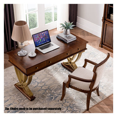 American style rural solid wood desk with thickened legs