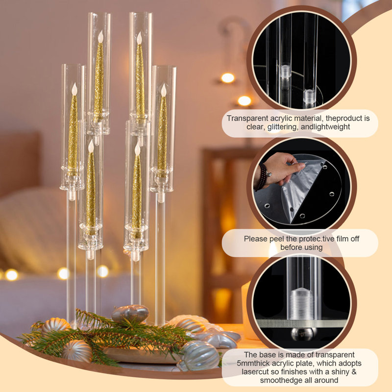 Acrylic Candelabra Candle Holders for Christmas Wedding Table Centerpiece Home Decor, Led Candles excluded ), 1