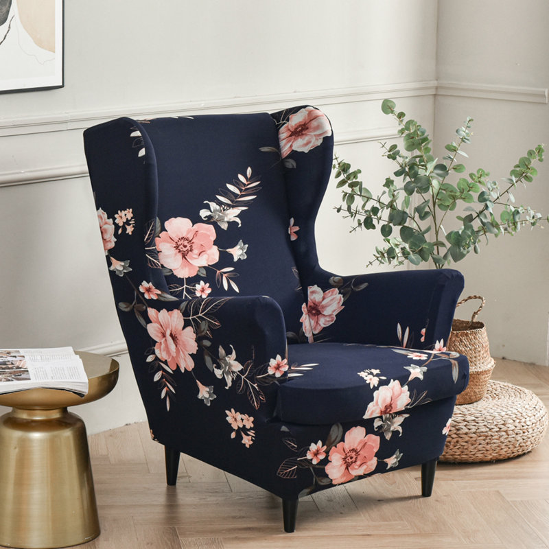Housse extensible pour tabouret tigre, Floral noir 100% coton