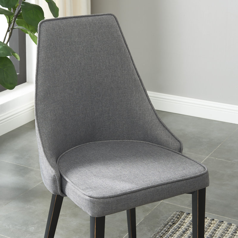 18'' H Upholstered Metal Side Chair, Black, Gray