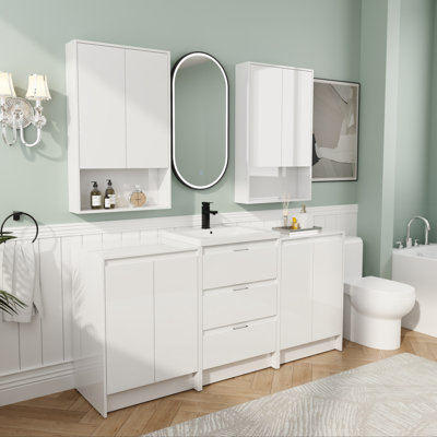 Ensemble de meuble-lavabo 72 po avec lavabo en résine et 4 armoires de rangement