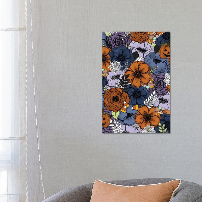 Spooky Sketched Florals 1 Piece Wrapped Canvas Wall Art, 66.04 cm H x 45.72 cm W x 1.91 cm D