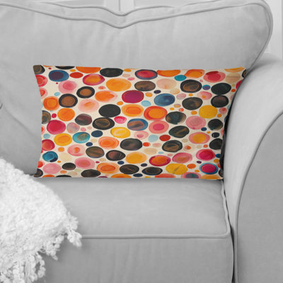 Orange Black Polka Dot Pattern II - Polka Dot Lumbar Pillow