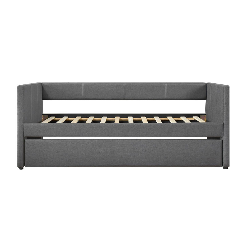 1Pc Daybed With Trundle, Twin Daybed, Dark Gray