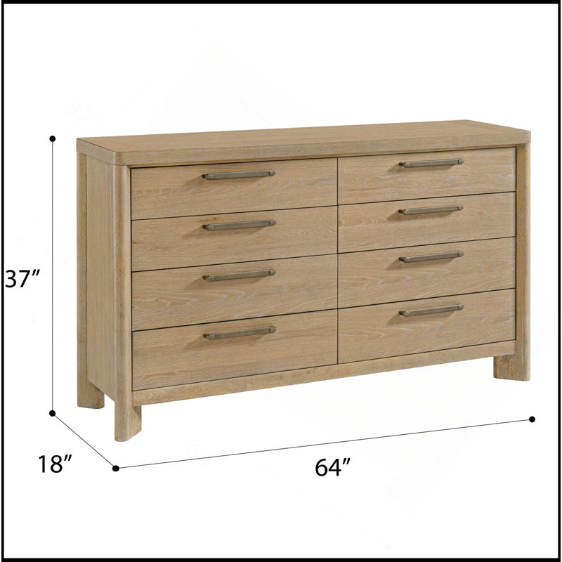 Commode 8 tiroirs brun clair