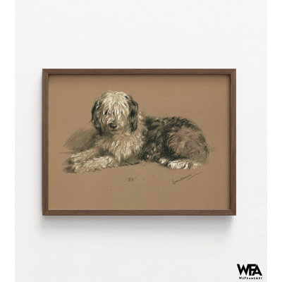 Old English Sheepdog Artwork Print, Sheepdog Antique Poster Wall Art, Cute Sheepdog Gifts, Dog Lover Office Touch Poster