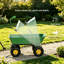 75L Heavy Duty Tipping Garden Dump Cart, 200kg Capacity Green 4-Wheel Trolley with Powder Coated Steel Frame & PP Tub, 4 Pneumatic Tyres for Grass, Soil & Pebble, for Plants, Logs, Tools & Festivals