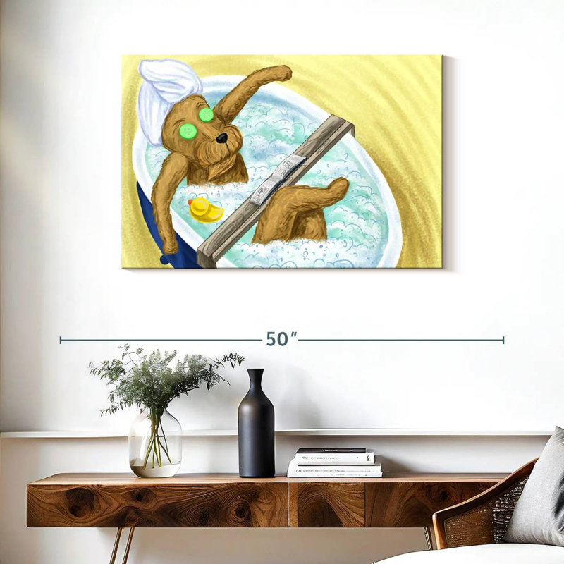 Ketti Dog In A Bubble Bath, 24" H x 36" W