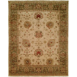Wool Oriental Area Rug in Ivory/Brown/Green