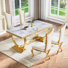 Ensemble de table de salle à manger de luxe 7 pièces avec plateau en faux marbre de 6,70 po avec base en U en métal pour la cuisine et la salle à manger