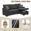 Canapé modulaire 76,5 po en mélange de lin avec lit escamotable et rangement pour chaise longue-230546522