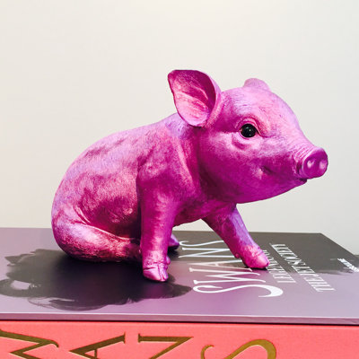 Dyani Pink Chrome Piggy Standing - 9.5" long