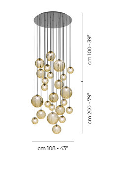 Puppet Suspension R24 Smoky Transparent Glossy Chrome G9 Ul, Amber Transparent, Matte Black