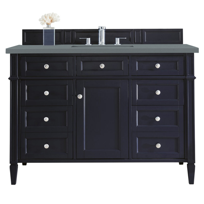 Brittany 48'' W Single Vanity, Black Onyx, White Zeus, 8" Widespread