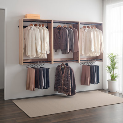 Vedz Wall Mounted Closet Set, 6 Hanging Rods, Melamine