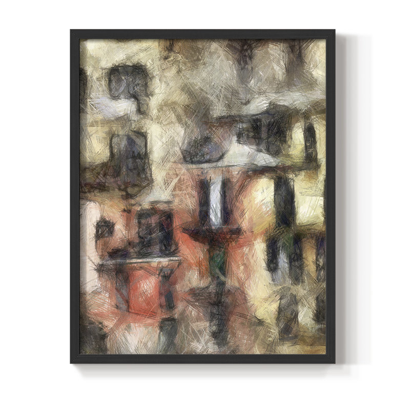 Stacked House I, reproduction encadrée - bois massif, Cadre simple noir, H 28 po x l 22 po