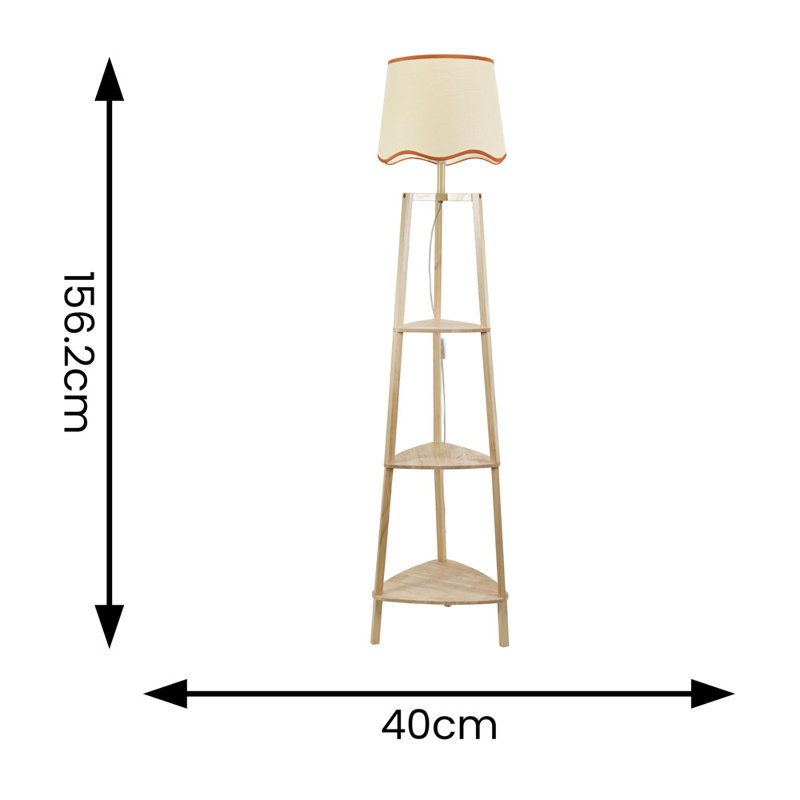 Arleigh 156.2 H cm Traditional Floor Lamp, Yes, Natural/Red, Natural