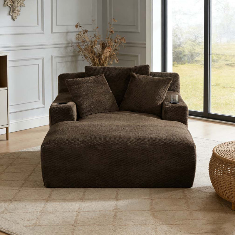 Oversized Chaise Lounge Chair Indoor, Dark Brown