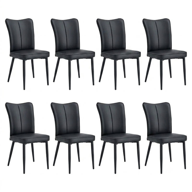 Chaise parsons capitonnée à dossier à oreilles Frisbie pour cuisine et salle de banquet, Noir, Noir