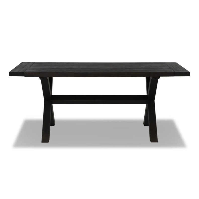 Table rectangulaire en bois massif avec base à tréteaux 72 po Cascais, Chêne noir