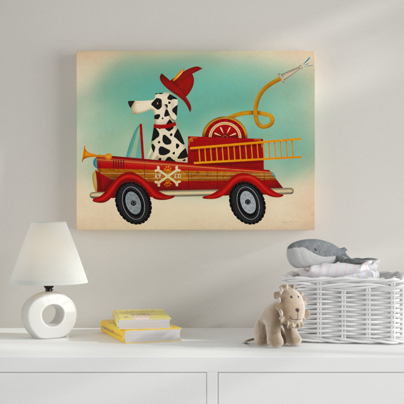 « k9 fire department », art sur toile, H 14 po x l 19 po x P 2 po
