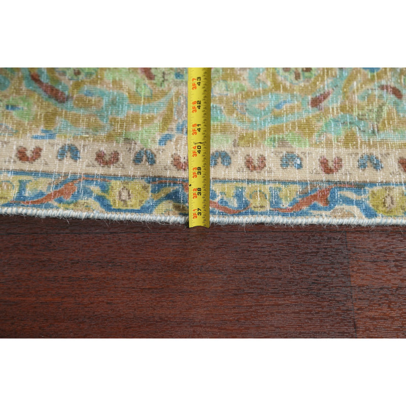 Tapis brun en laine noué à la main de conception unique 9 pi 5 po x 12 pi 10 po années 1960