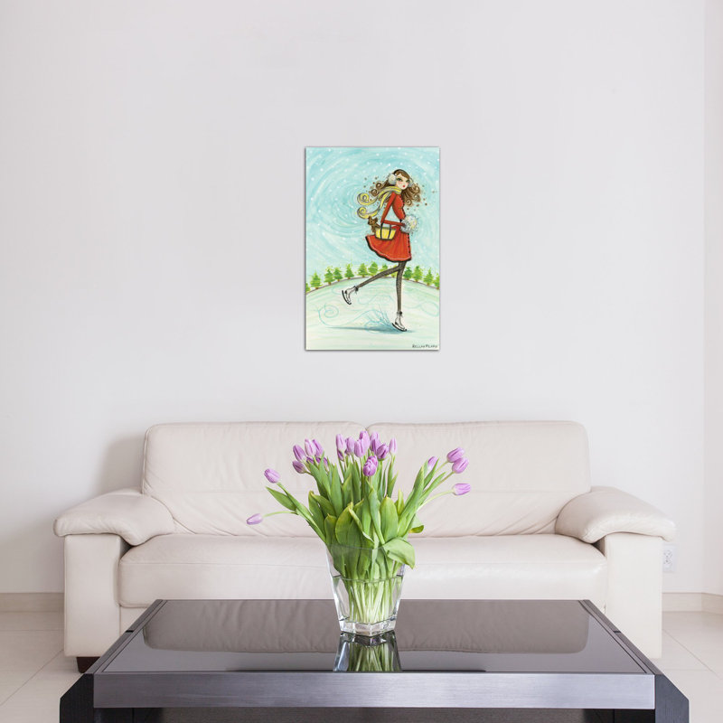 « ice princesses series : patiner away », peinture sur toile tendue, H 60 po x l 40po x P 1,5 po, Pas de tapis, Toile tendue